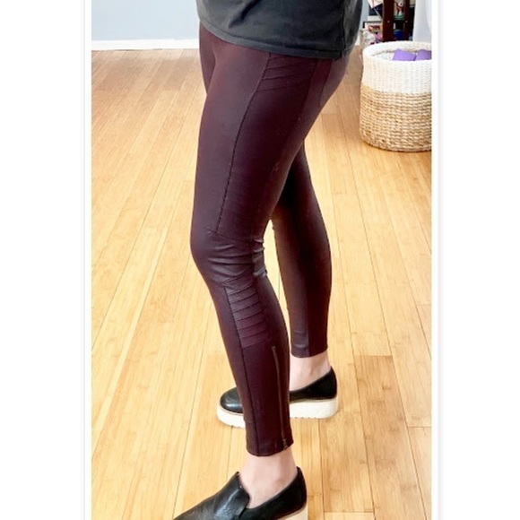 Athleta Delancey Gleam Moto Faux Leather Tights in Decadent Chocolate Sz. XL - Picture 6 of 12